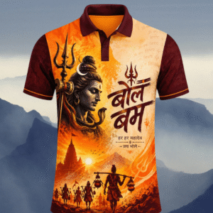Bol-Bam Collar Neck Graphic Printed T-Shirt (Orange)