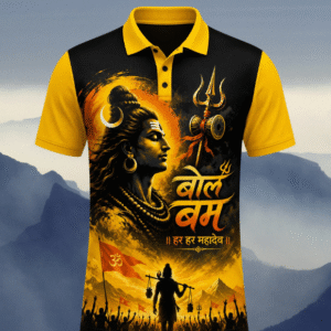 Bol-Bam Collar Neck Graphic Printed T-Shirt (Yellow)