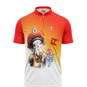 Ganpati Bappa Special Collar Neck T-Shirt (Orange)