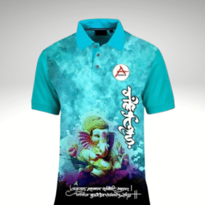 Ganpati Bappa Special Collar Neck T-Shirt (Aqua Blue)
