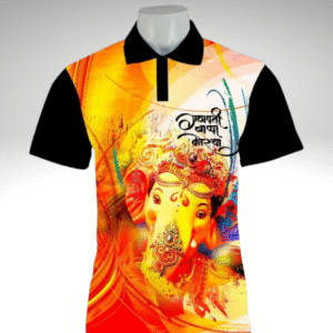 Ganpati Bappa Special Collar Neck T-Shirt (Orange)